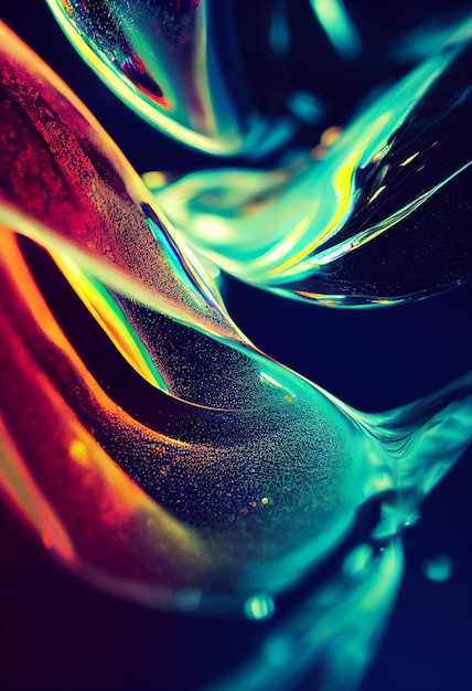 Liquid glass light refractions abstract