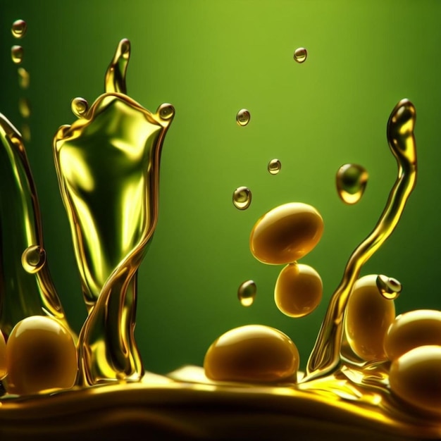 Liquid Gold Olives and Olive Oil Dancing on a Green Canvas