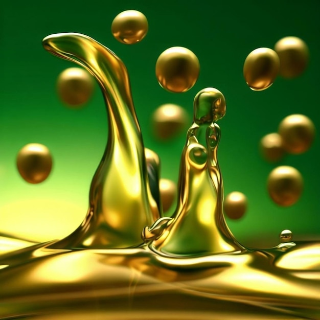 Liquid Gold Olives and Olive Oil Dancing on a Green Canvas