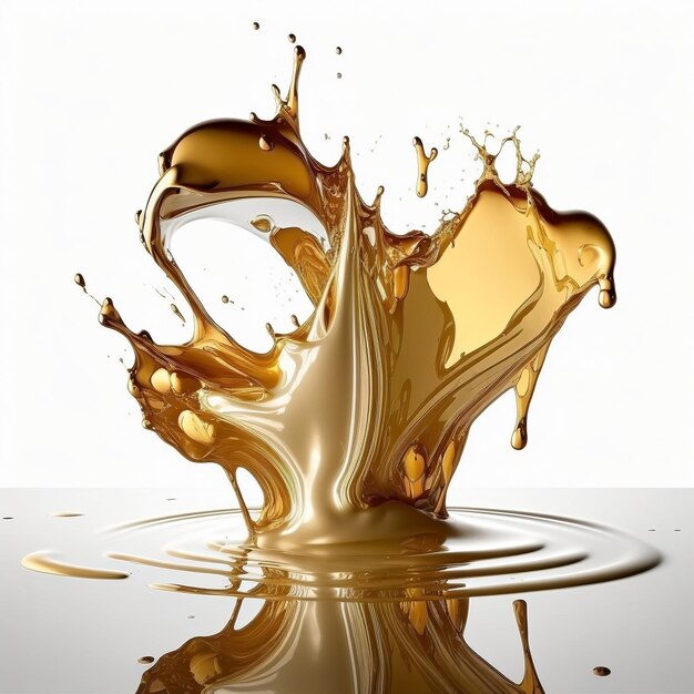 Liquid gold splash on white background created with generative AI