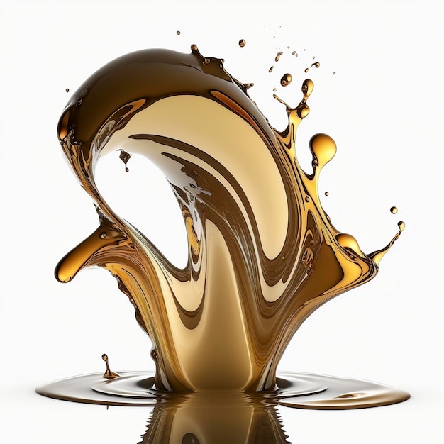 Liquid gold splash on white background created with generative AI