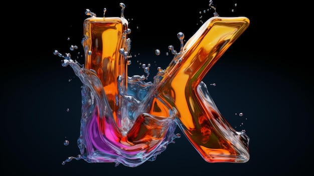 Liquid K letter logo design symbol illustration image Ai generated art