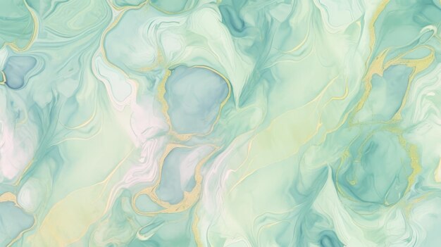 Liquid marble texture abstract background of acrylic paint in blue and green tones