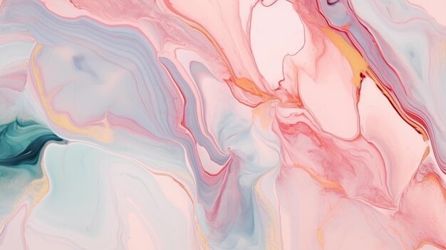 Liquid marble texture background in blue and pink colors