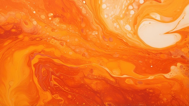 A liquid marbling paint texture reminiscent of a fiery sunset with oranges and yellows