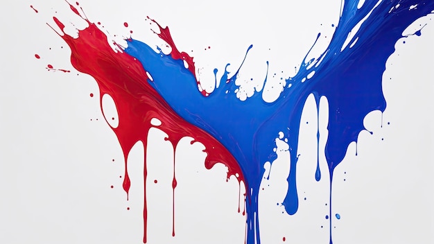 Foto liquid maroon e blue splash colore gocciolante su sfondo bianco astratto