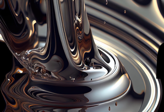 Foto sfondo di metallo liquido generative ai art metallo fuso