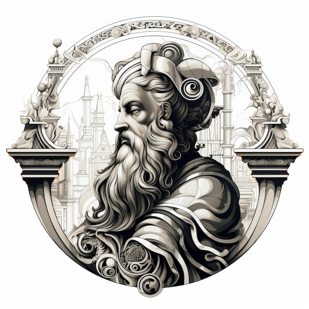 Photo liquid metal god a captivating renaissance vector design with graffiti twist