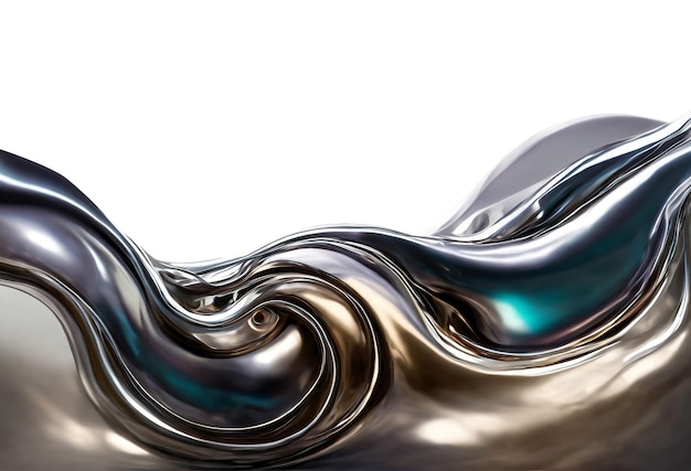 Liquid metal isolated on white Chrome metallic fluid cut out Glossy steel abstract formless
