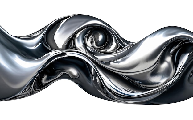 Liquid metal isolated on white Chrome metallic fluid cut out