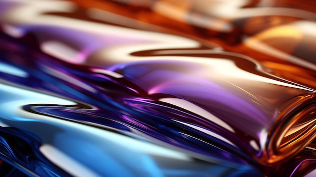 Photo liquid metal waves a symphony of reflective orange and blue in harmonious motion