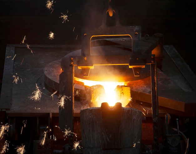 Photo liquid molten steel industry hot metal casting