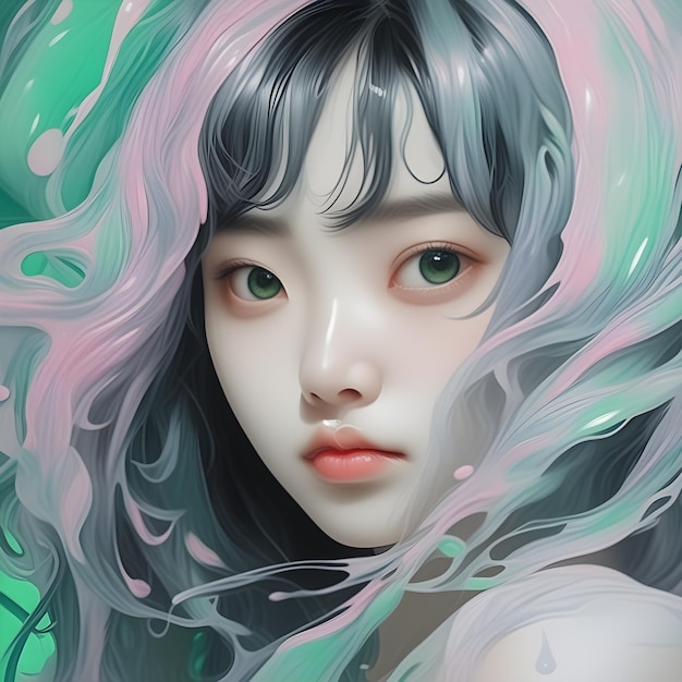 liquid oil korean girl face