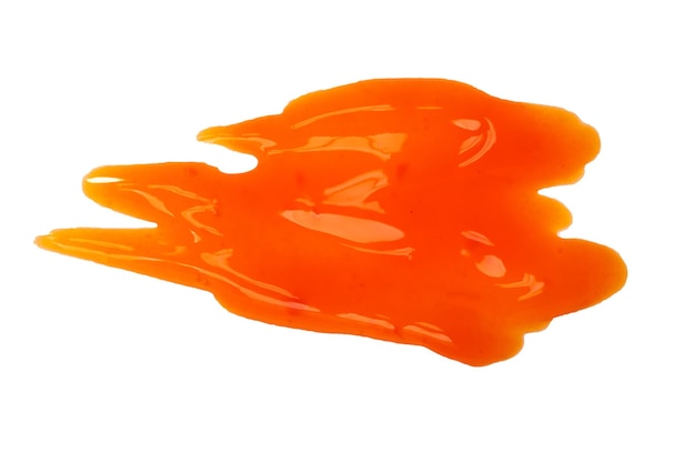 Liquid orange jelly isolated on white background