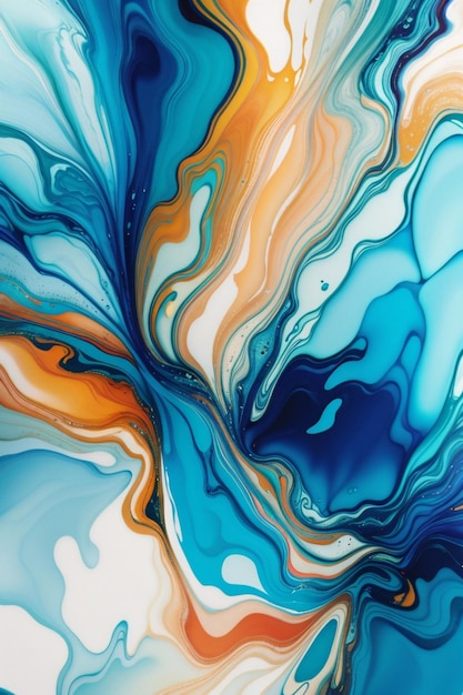 Liquid Paint Marble Texture Blue Background Crafted by AI