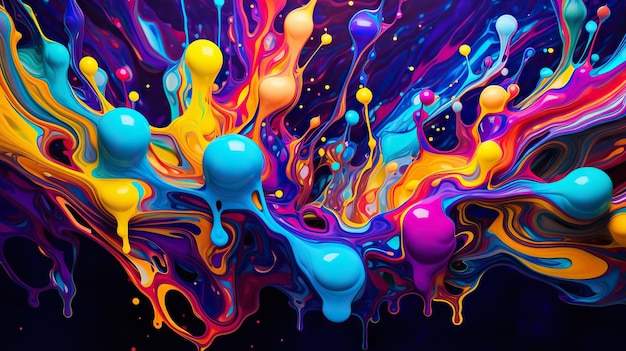 Жидкая краска психоделические вихри Триппи абстрактный акриловый фон Генеративный ИИ