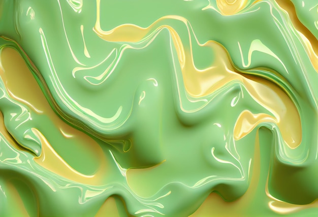 Liquid pastel green wavy plastic texture Wrinkle silicone sheet Wrinkle background Notches of rubber sheet Art illustration Generative Ai