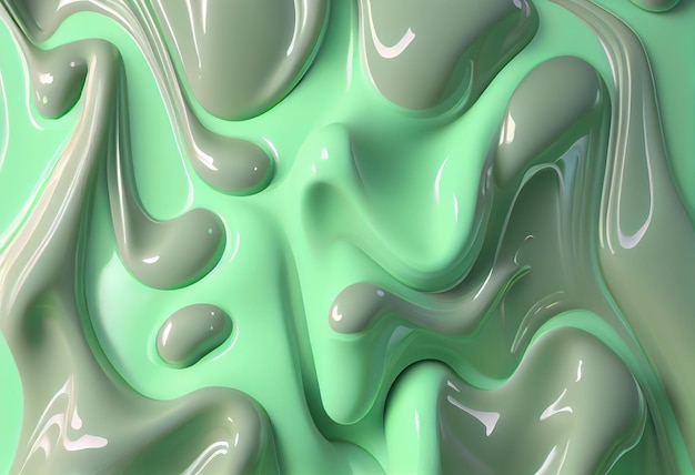 Liquid pastel green wavy plastic texture Wrinkle silicone sheet Wrinkle background Notches of rubber sheet Art illustration Generative Ai