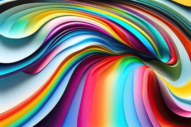 Liquid rainbow mix wavy plastic texture abstract generative ai background