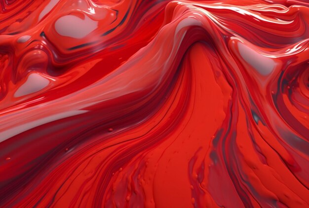 Жидкая красная краска волнистая красная жидкость абстрактный фон генератор ai