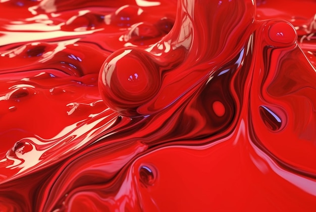 Liquid red paint wavy red liquid abstract background ai generator