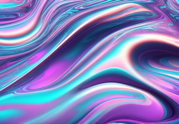 Photo liquid shapes abstract holographic 3d wavy background