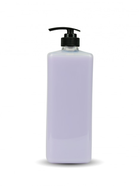 Liquid soap bottle of lavender isolated on white background.