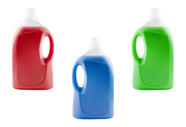 Liquid soap or detergent in a plastic bottles