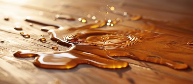 Liquid spilled on a wooden surface