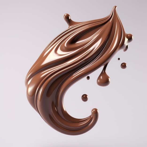 웹 디자인 제품 인쇄를 위해 흰색으로 분리된 액체 스플래시 초콜릿