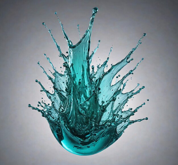 Photo liquid splash product advertising a splash of water on a gray background