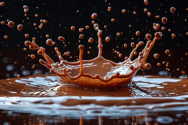 A liquid splashing into the water with a black background