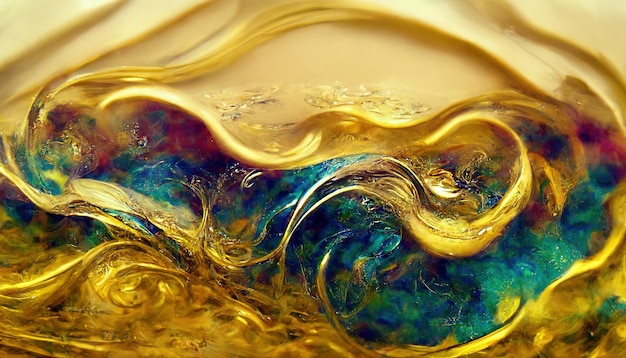 アクリル絵の具の液体の汚れ混色創造性3Dイラストのための抽象的なカラフルな多色背景