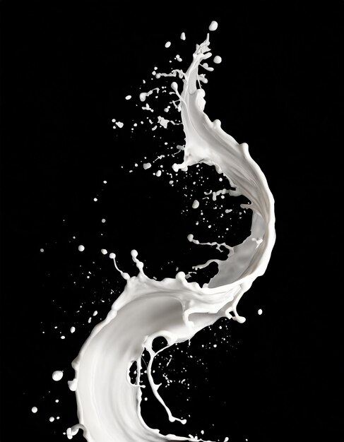 Photo liquid wave white splash paint loops curvy jet isolated on black background