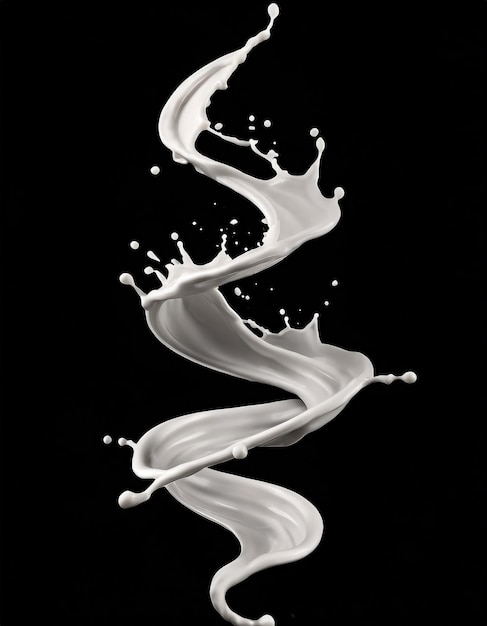 Photo liquid wave white splash paint loops curvy jet isolated on black background