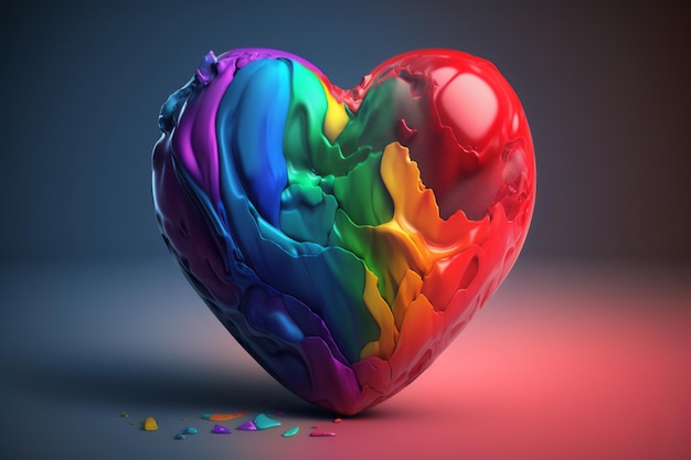 A liquidfilled heart with rainbow smoke effect