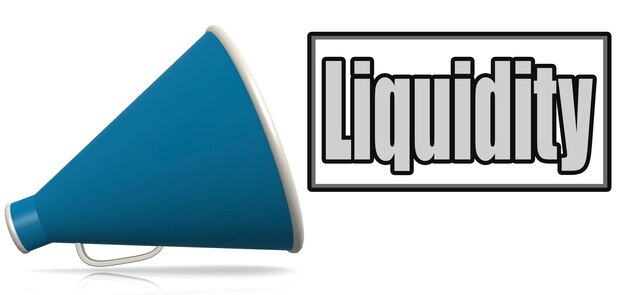 Photo liquidity word on blue megaphone