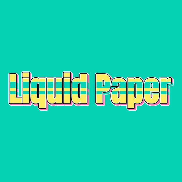 Photo liquidpaper typography vintage 90s 3d design yellow pink text background photo jpg