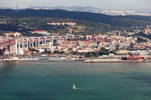 Lisbon city with sea shore and beaches