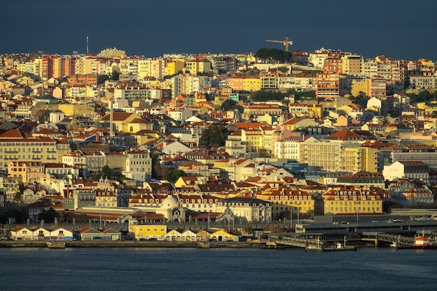 Lisbon old city center at sunset