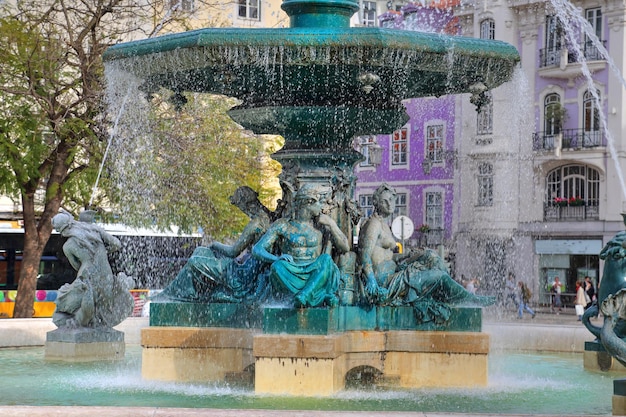 Lisbon Rossio Square fountain