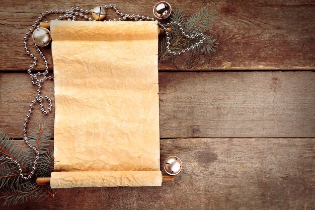 A list of Christmas wishes on wooden surface