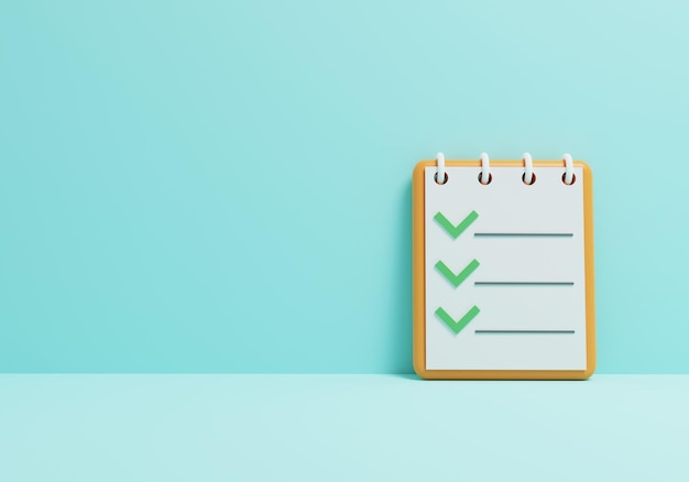 To do list icon A notebook with a completed todo list 3D render