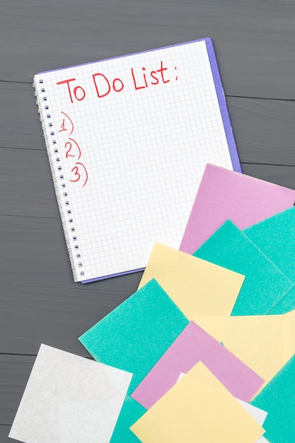 Photo to do list paper page on the wooden desk