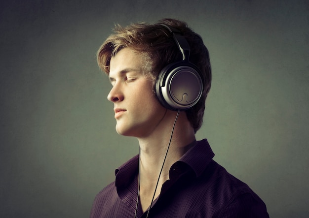 Listening to music on headphones