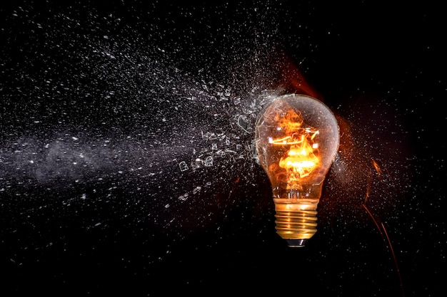 Lit bulb hit by projectile