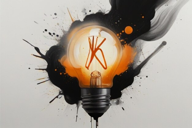 a lit bulb with the letter k on it