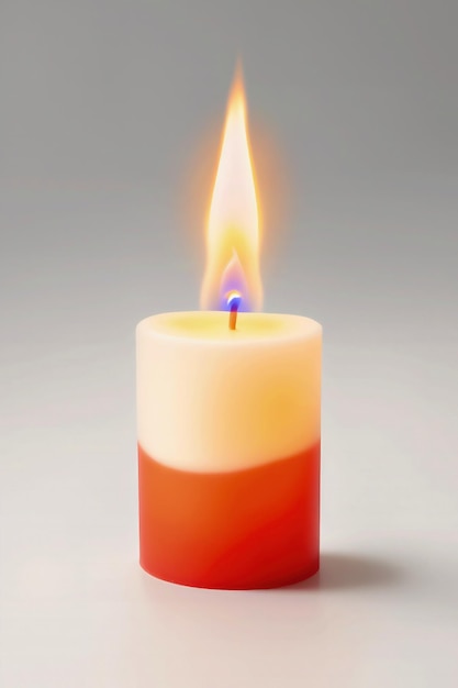 A lit candle with a flame on it