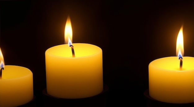 Lit candles on a black background by Generative AI