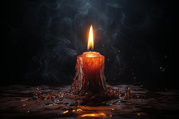 Зажженные свечи и Боке Светильники темный фон